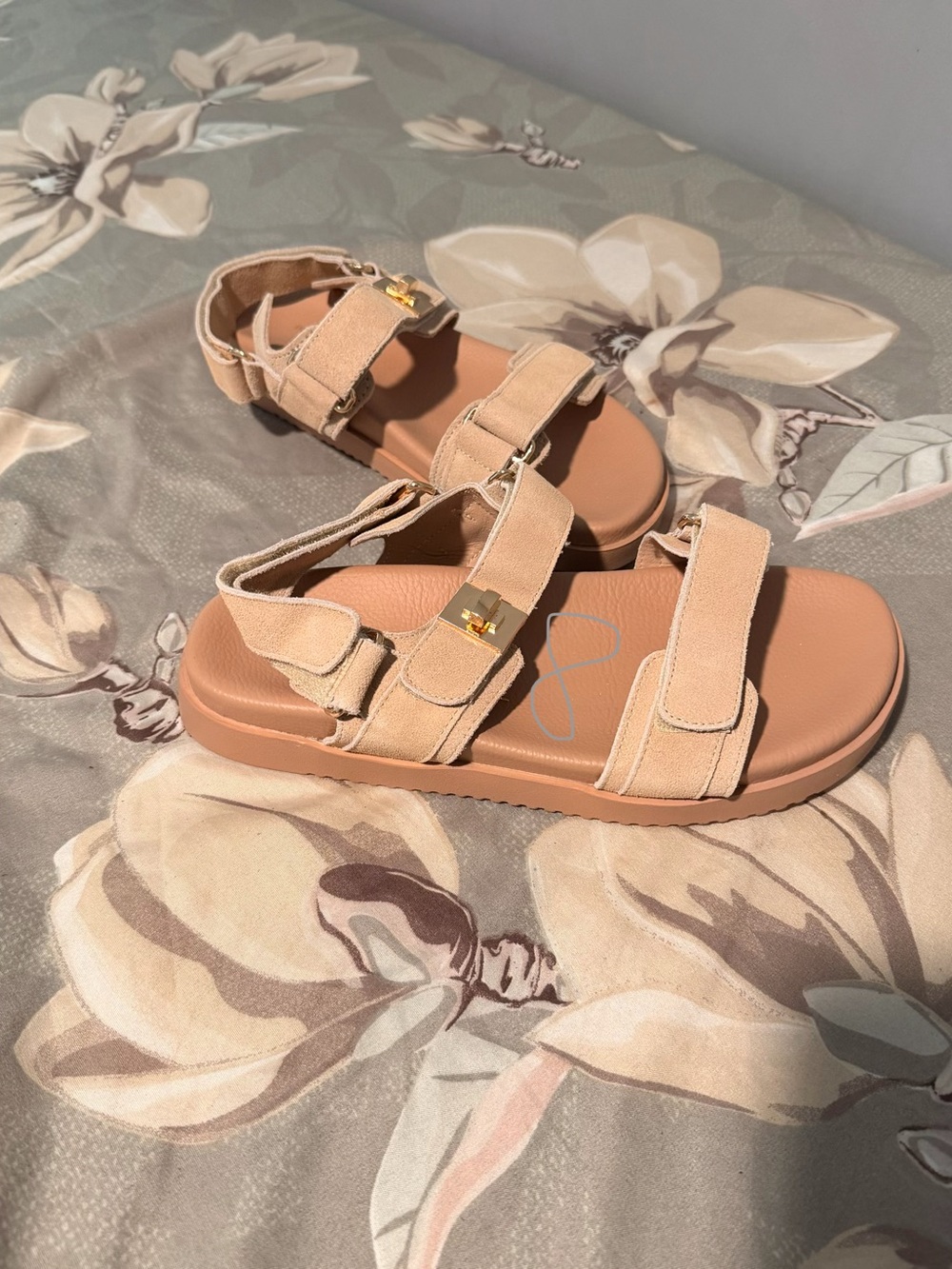 New Women’s Neutral Beige Adjustable Strap Sandals